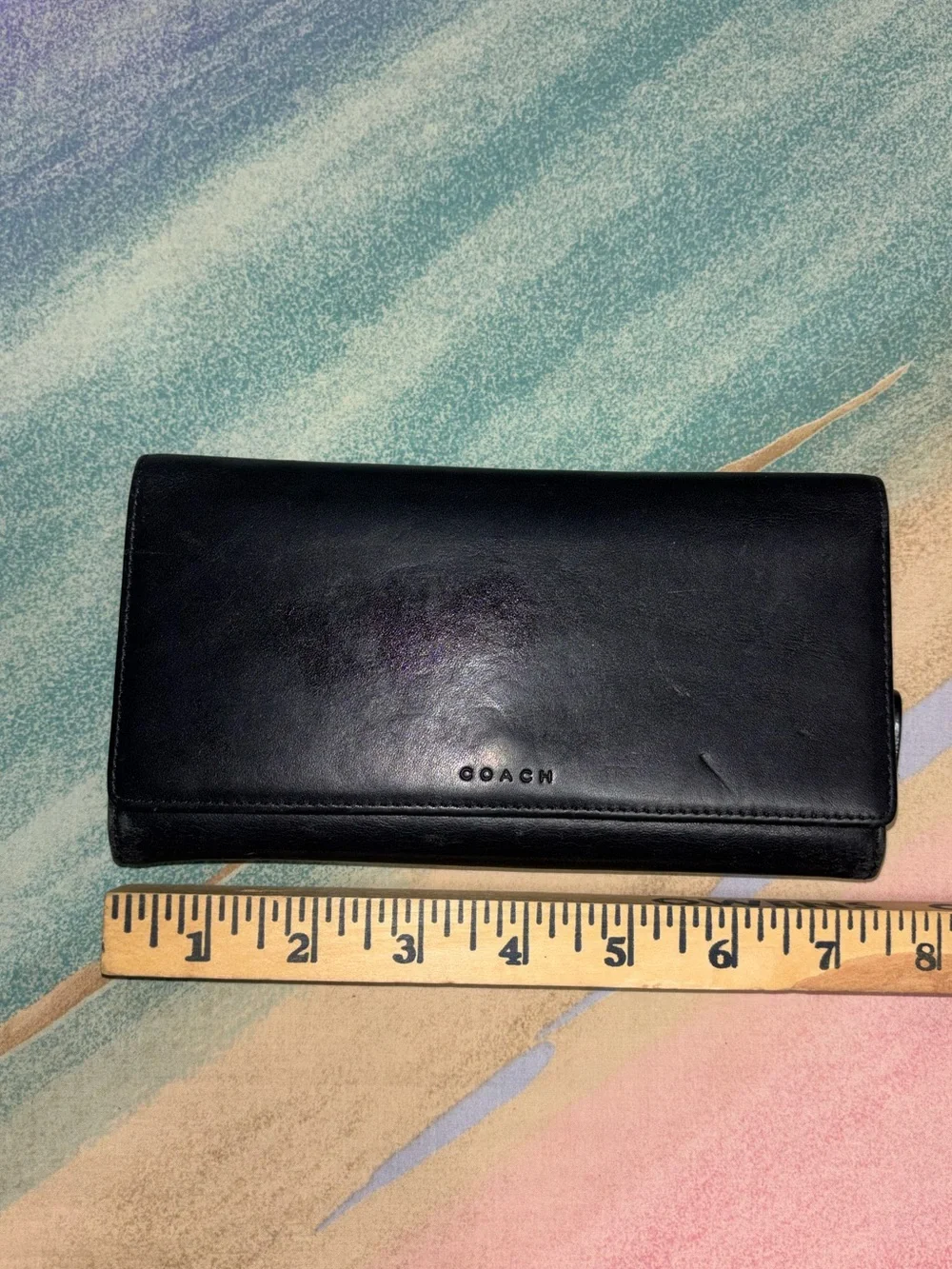Coach vintage black leather checkbook wallet legacy 3trifold wallet